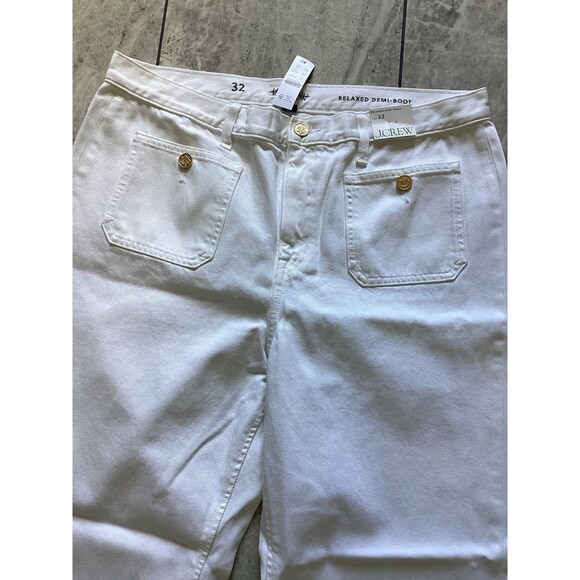 J. Crew Sailor Mid Rise Relaxed Demi Boot Jean White 32 - Picture 3 of 7